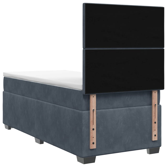 Pat boxspring cu saltea Gri închis 100 x 200 cm Catifea WALTI