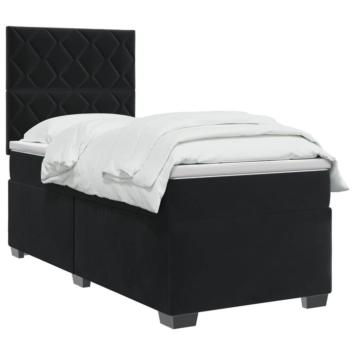 Pat boxspring cu saltea cu benzi LED Negru 100 x 200 cm Catifea - WALTI WALTI