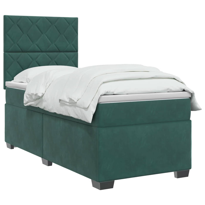 Pat boxspring cu saltea Verde închis 100 x 200 cm Catifea WALTI