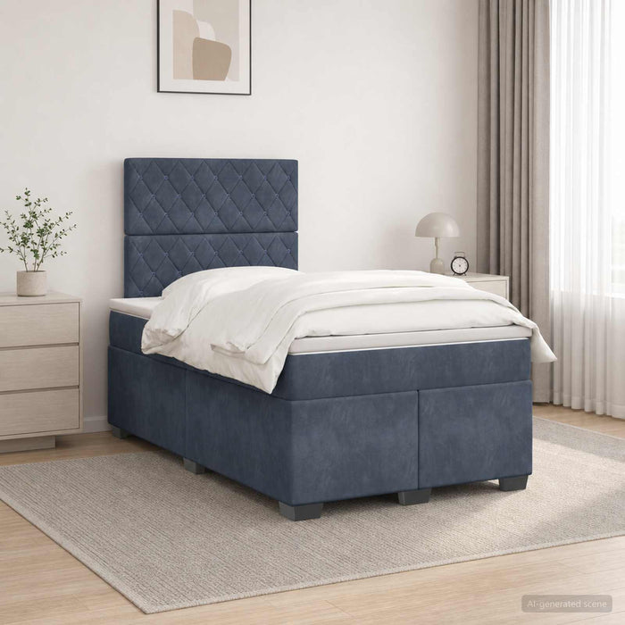 Pat boxspring cu saltea Gri închis 120 x 200 cm Catifea - WALTI WALTI