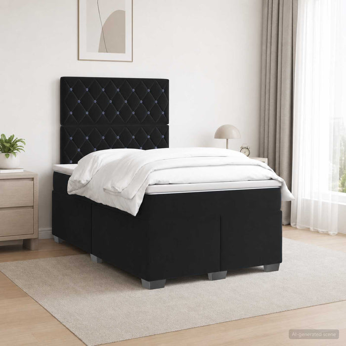Pat boxspring cu saltea cu benzi LED Negru 120 x 190 cm Catifea - WALTI WALTI