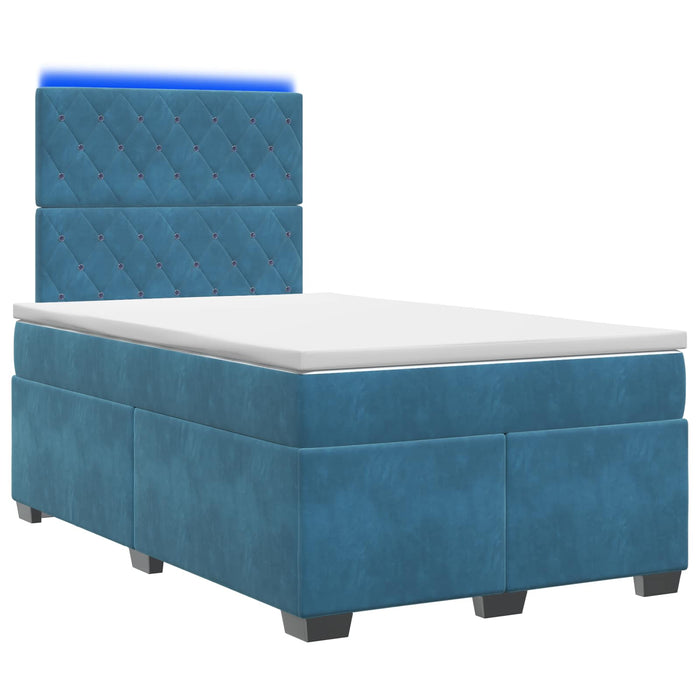 Pat boxspring cu saltea albastru 120 x 190 cm Catifea WALTI