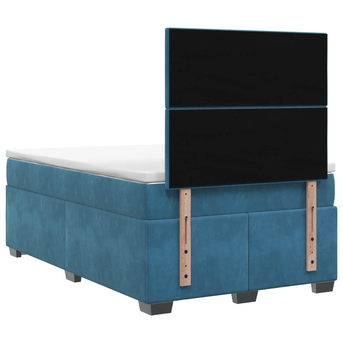 Pat boxspring cu saltea albastru 120 x 190 cm Catifea WALTI