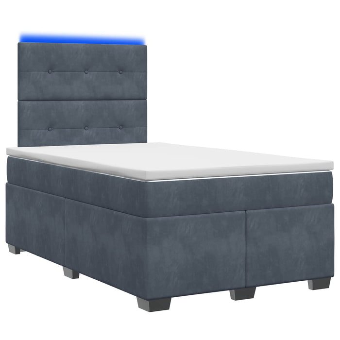 Pat boxspring cu saltea Gri închis 120 x 190 cm Catifea WALTI