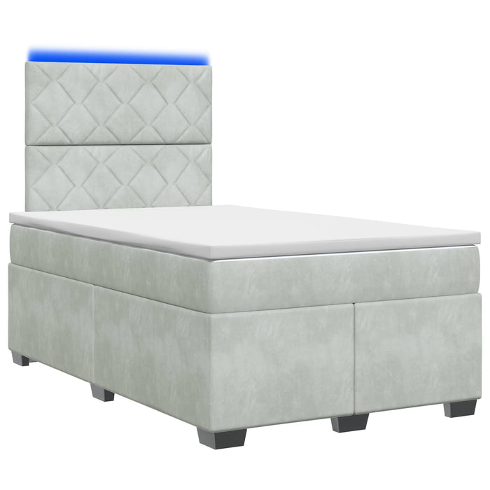 Pat boxspring cu saltea Gri deschis 120 x 190 cm Catifea WALTI