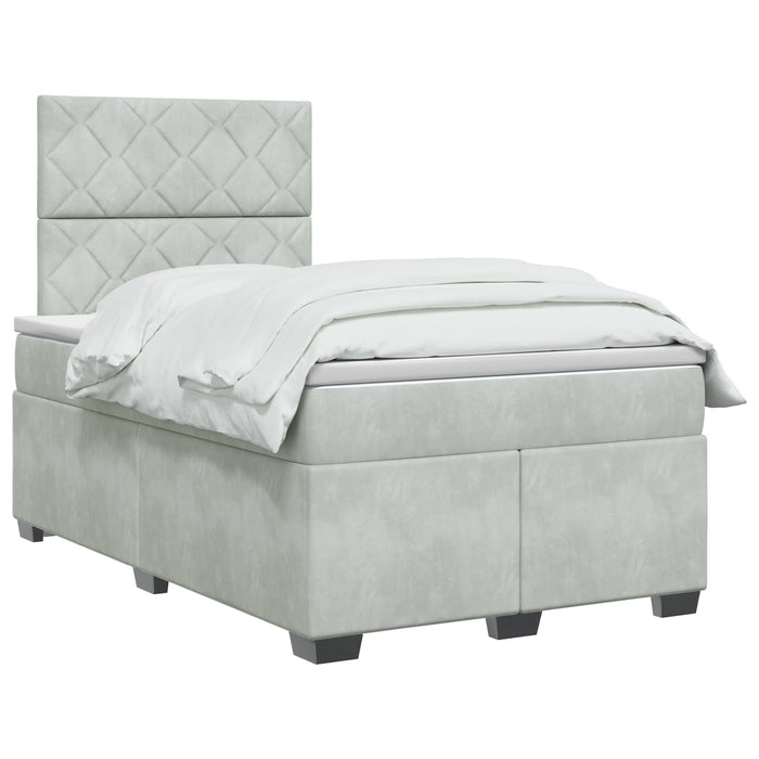 Pat boxspring cu saltea Gri deschis 120 x 190 cm Catifea WALTI