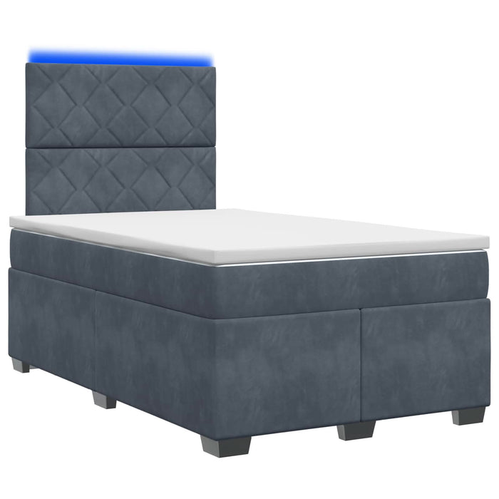 Pat boxspring cu saltea Gri închis 120 x 190 cm Catifea WALTI