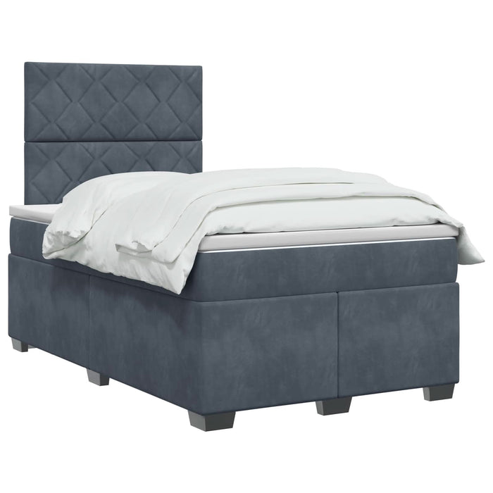 Pat boxspring cu saltea Gri închis 120 x 190 cm Catifea WALTI