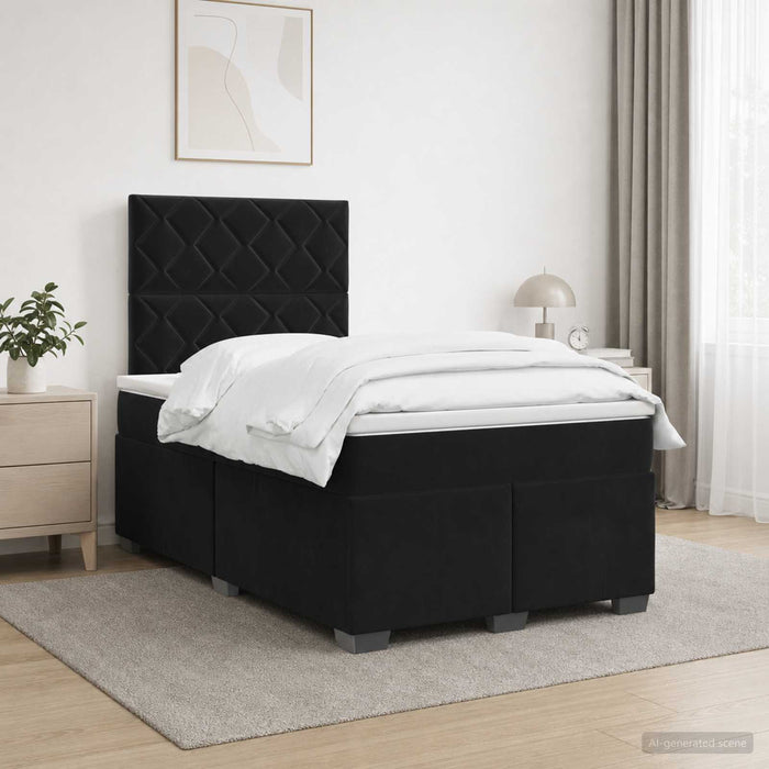 Pat boxspring cu saltea cu benzi LED Negru 120 x 190 cm Catifea WALTI