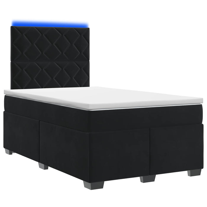 Pat boxspring cu saltea cu benzi LED Negru 120 x 190 cm Catifea WALTI