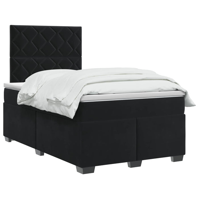 Pat boxspring cu saltea cu benzi LED Negru 120 x 190 cm Catifea WALTI