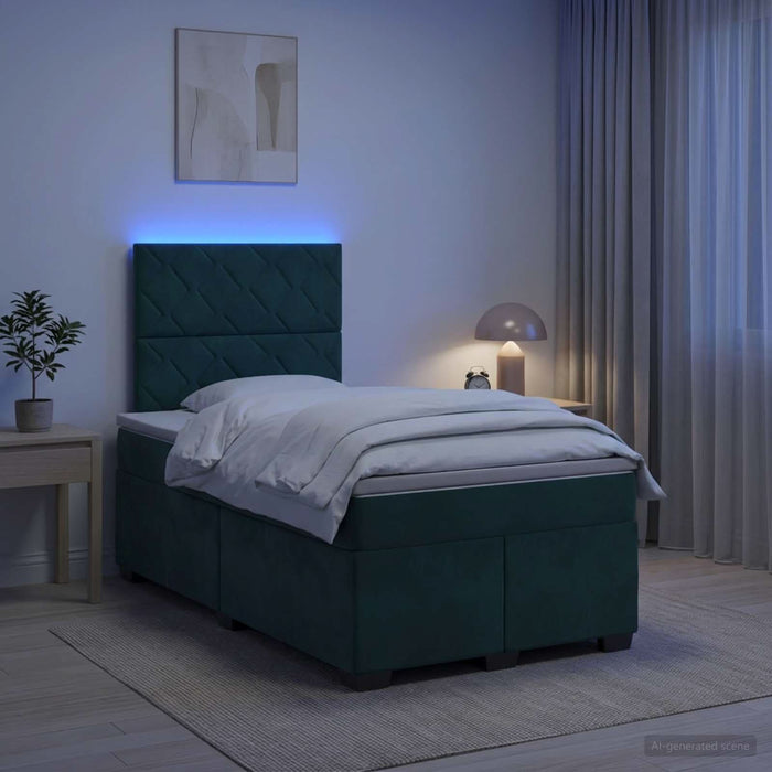 Pat boxspring cu saltea Verde închis 120 x 190 cm Catifea WALTI