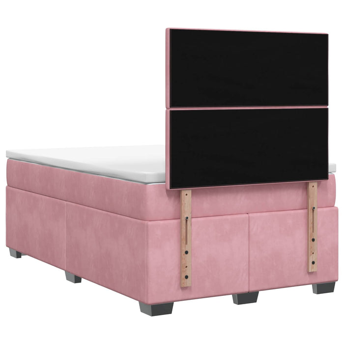Pat boxspring cu saltea cu benzi LED Roz 120 x 190 cm Catifea WALTI