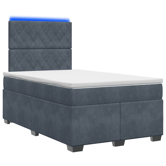 Pat boxspring cu saltea Gri închis 120 x 200 cm Catifea - WALTI WALTI