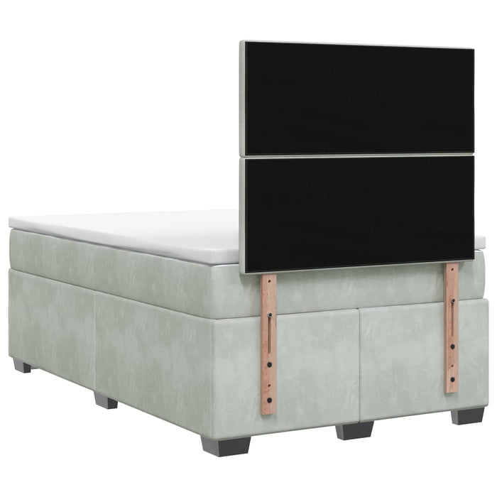 Pat boxspring cu saltea Gri deschis 120 x 200 cm Catifea WALTI