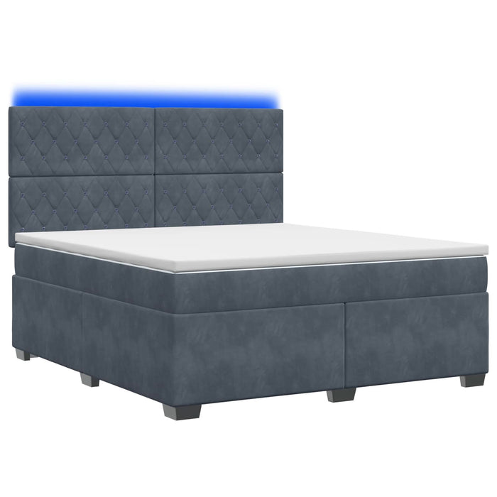 Pat boxspring cu saltea Gri închis 140 x 190 cm Catifea WALTI