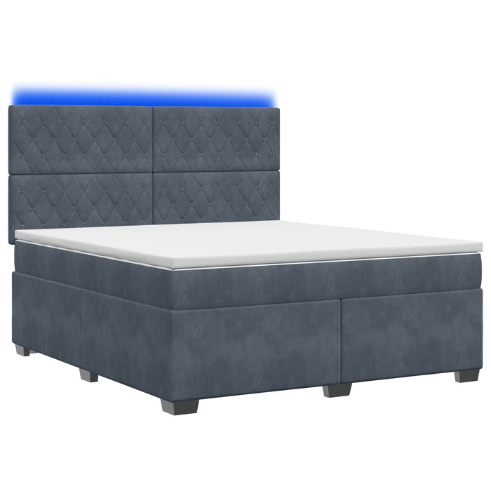 Pat boxspring cu saltea Gri închis 140 x 200 cm Catifea WALTI
