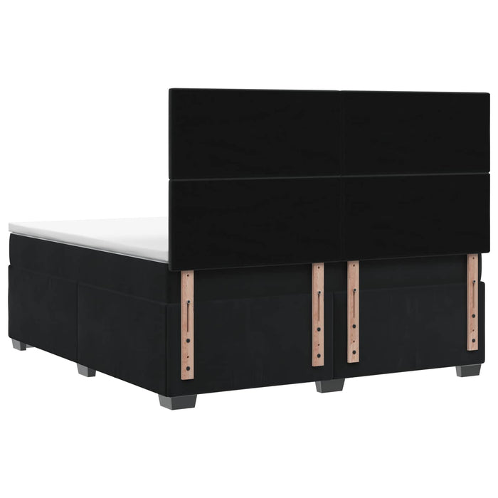 Pat boxspring cu saltea cu benzi LED Negru 140 x 200 cm Catifea WALTI