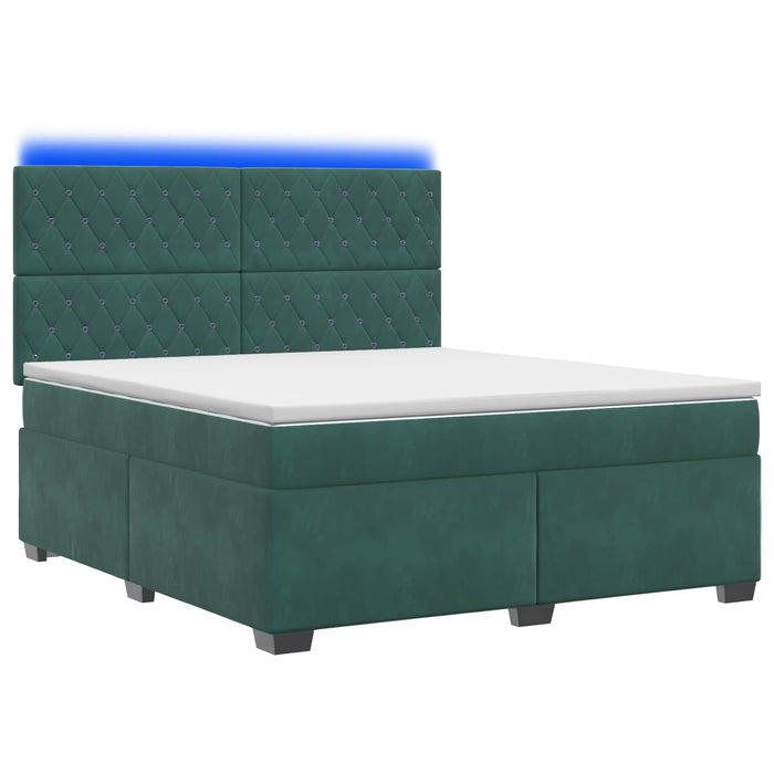 Pat boxspring cu saltea Verde închis 140 x 200 cm Catifea WALTI