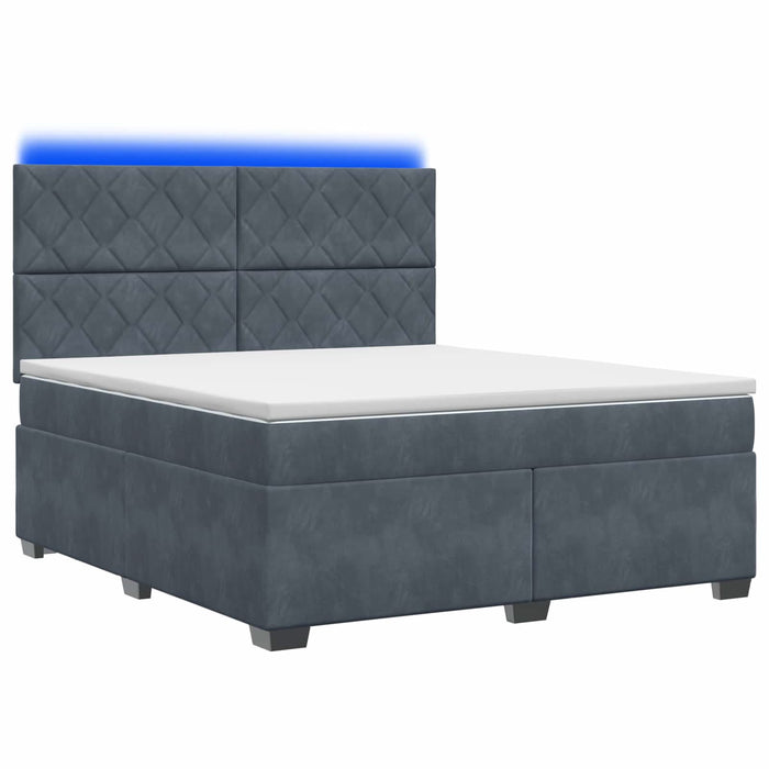 Pat boxspring cu saltea Gri închis 140 x 200 cm Catifea WALTI