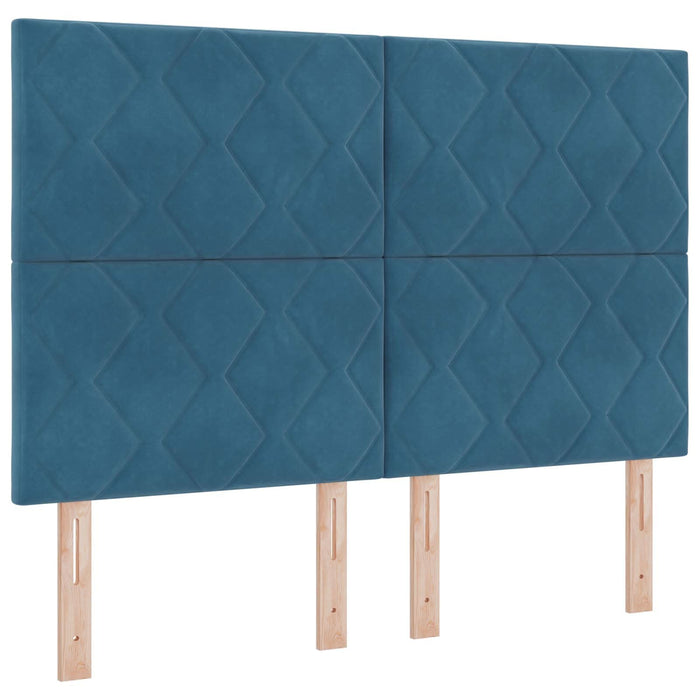 Pat boxspring cu saltea albastru 140 x 200 cm Catifea WALTI