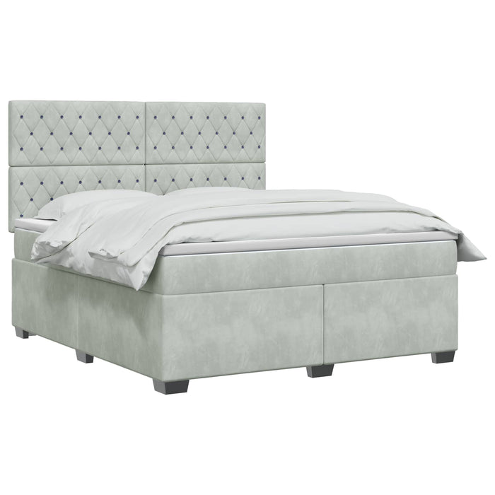 Pat boxspring cu saltea Gri deschis 160 x 200 cm Catifea WALTI