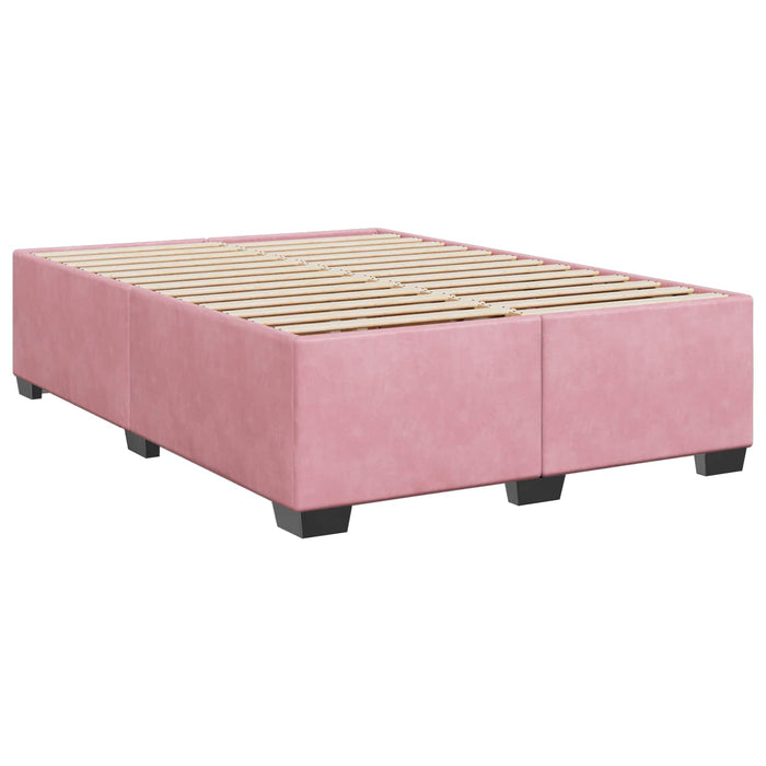 Pat boxspring cu saltea cu benzi LED Roz 160 x 200 cm Catifea WALTI