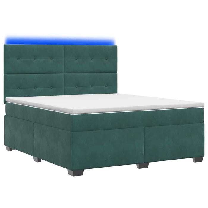 Pat boxspring cu saltea Verde închis 160 x 200 cm Catifea - WALTI WALTI