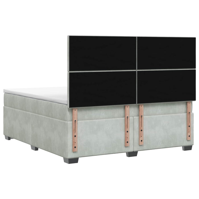 Pat boxspring cu saltea Gri deschis 160 x 200 cm Catifea WALTI