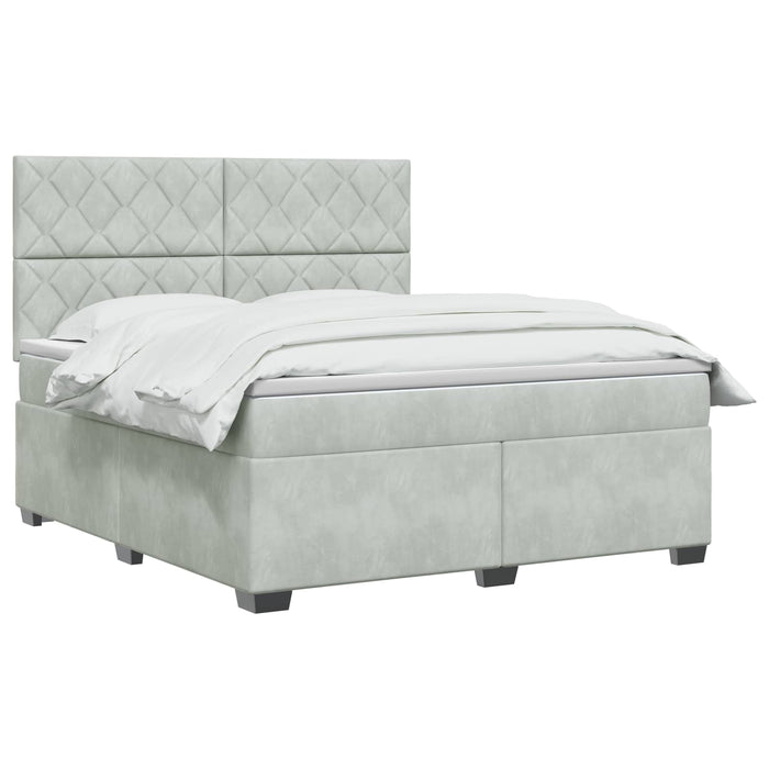 Pat boxspring cu saltea Gri deschis 160 x 200 cm Catifea WALTI