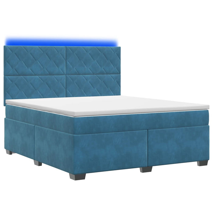Pat boxspring cu saltea albastru 160 x 200 cm Catifea WALTI