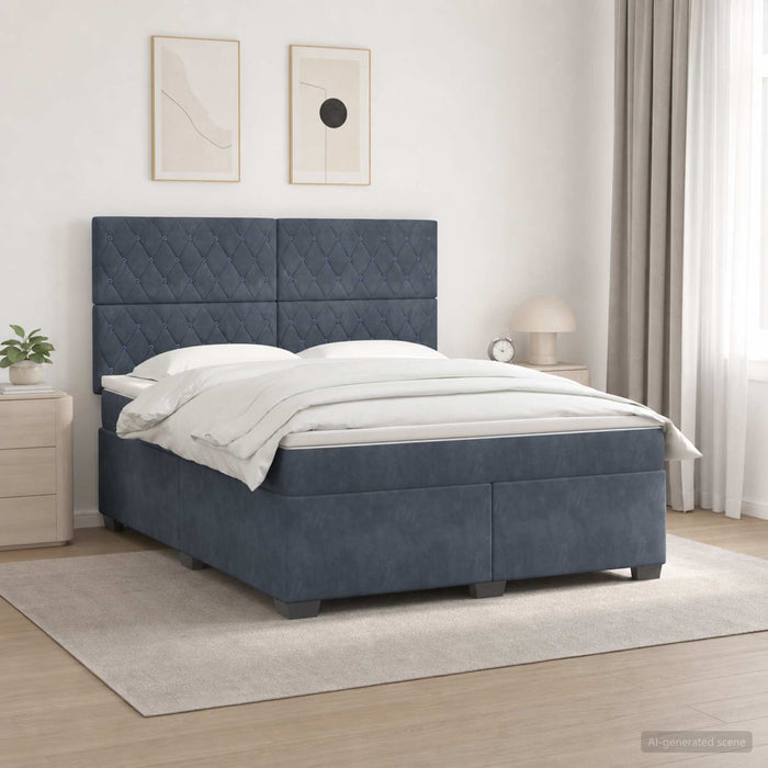 Pat boxspring cu saltea Gri închis 140 x 200 cm Catifea WALTI