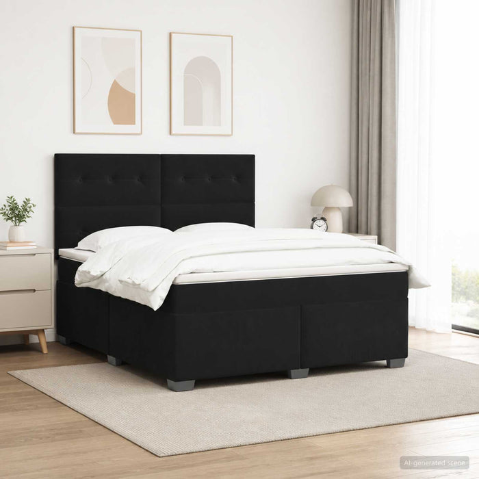 Pat boxspring cu saltea cu benzi LED Negru 160 x 200 cm Catifea - WALTI WALTI