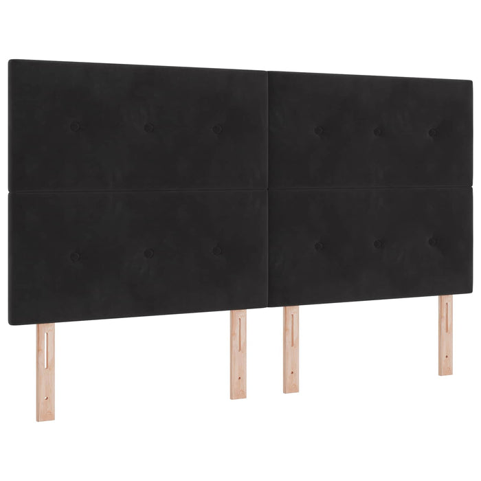 Pat boxspring cu saltea cu benzi LED Negru 180 x 200 cm Catifea WALTI