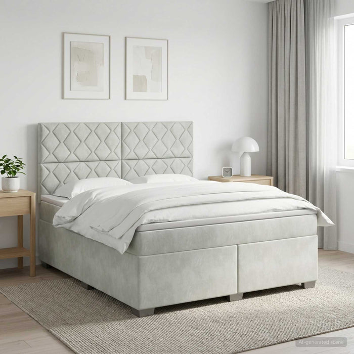 Pat boxspring cu saltea Gri deschis 160 x 200 cm Catifea WALTI