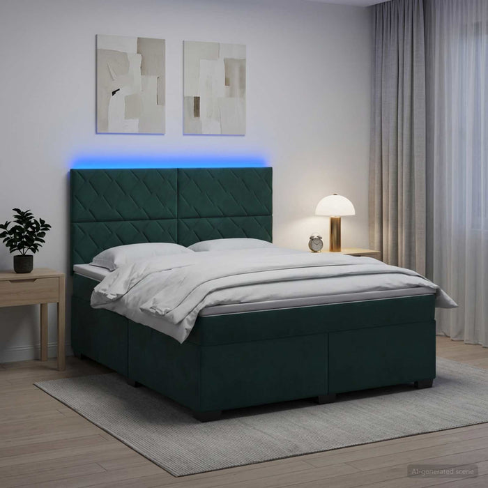 Pat boxspring cu saltea Verde închis 160 x 200 cm Catifea WALTI