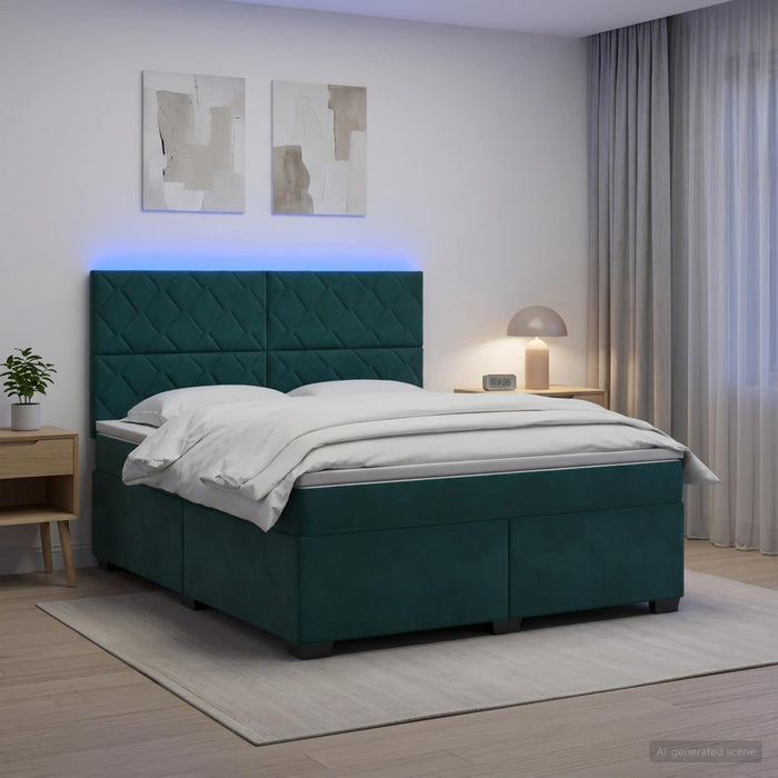 Pat boxspring cu saltea Verde închis 160 x 200 cm Catifea WALTI