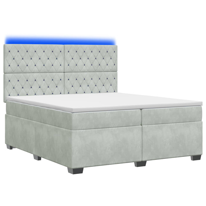 Pat boxspring cu saltea Gri deschis 200 x 200 cm Catifea WALTI