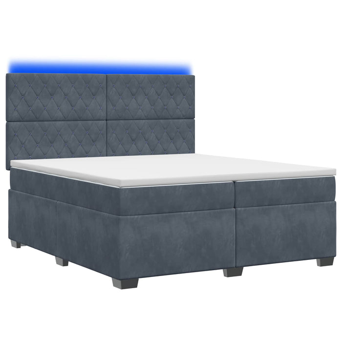 Pat boxspring cu saltea Gri închis 200 x 200 cm Catifea - WALTI WALTI