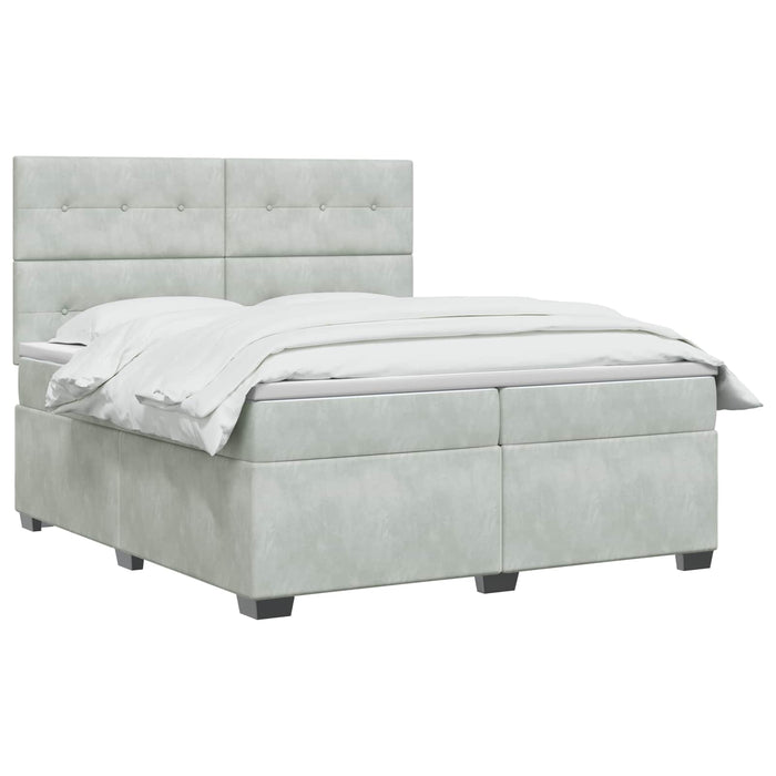 Pat boxspring cu saltea Gri deschis 200 x 200 cm Catifea WALTI