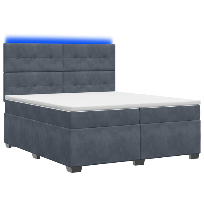 Pat boxspring cu saltea Gri închis 200 x 200 cm Catifea WALTI