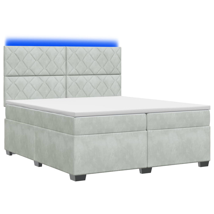 Pat boxspring cu saltea Gri deschis 200 x 200 cm Catifea WALTI