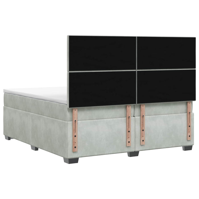 Pat boxspring cu saltea Gri deschis 200 x 200 cm Catifea WALTI