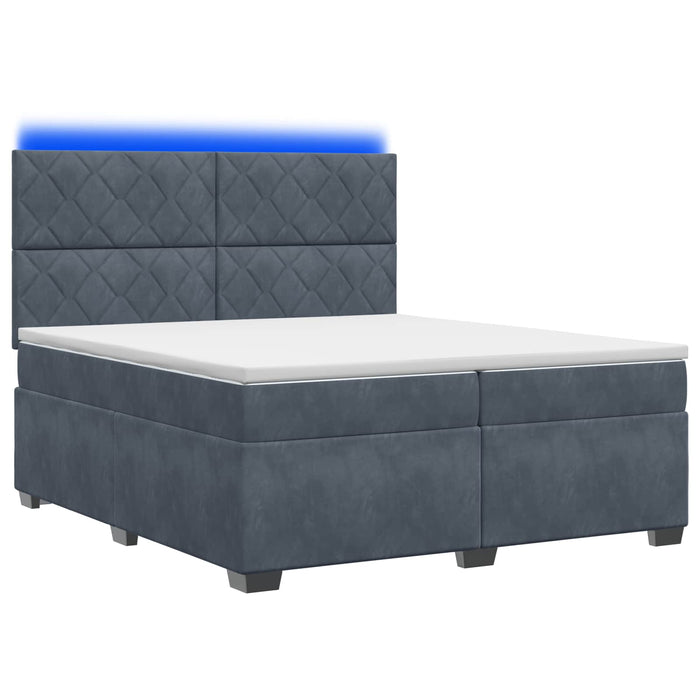 Pat boxspring cu saltea Gri închis 200 x 200 cm Catifea WALTI
