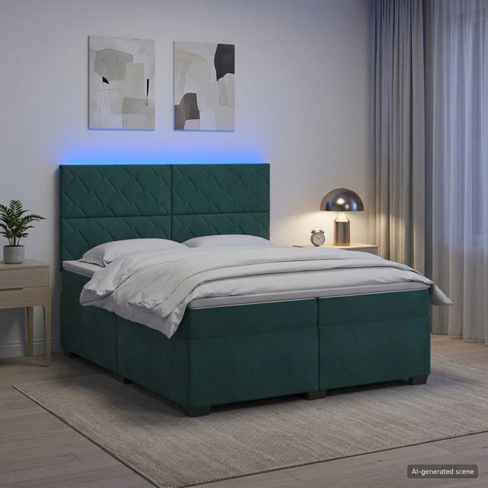 Pat boxspring cu saltea Verde închis 200 x 200 cm Catifea WALTI