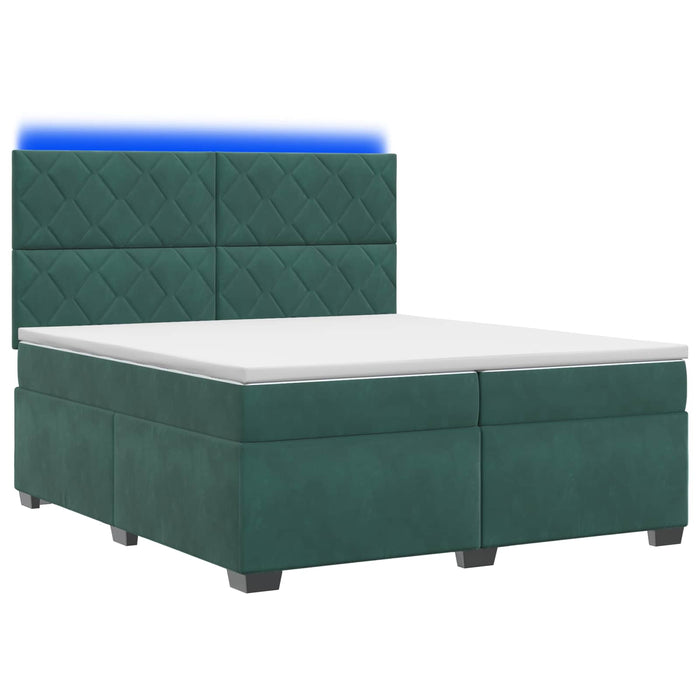 Pat boxspring cu saltea Verde închis 200 x 200 cm Catifea WALTI