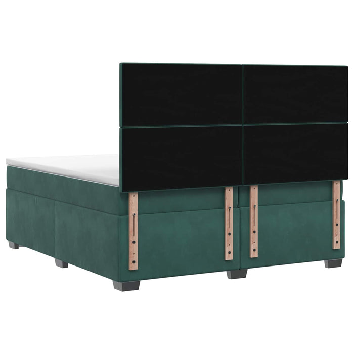 Pat boxspring cu saltea Verde închis 200 x 200 cm Catifea WALTI