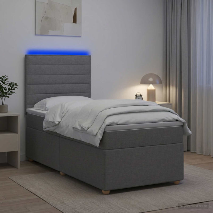 Pat boxspring cu saltea Gri deschis 90 x 200 cm Țesătură WALTI