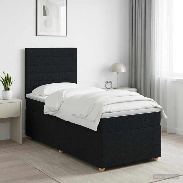 Pat boxspring cu saltea Negru 100 x 200 cm Țesătură - WALTI WALTI