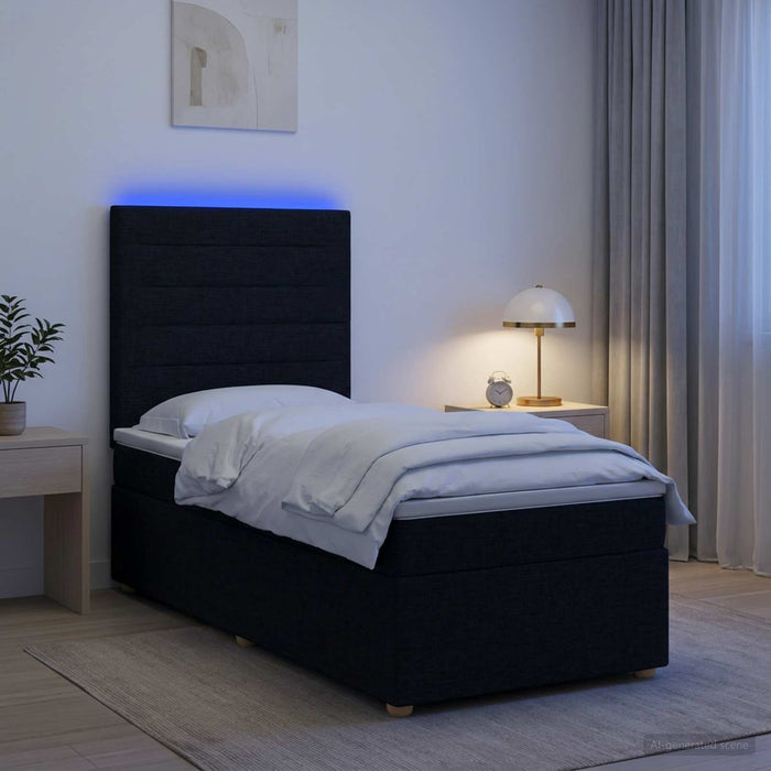 Pat boxspring cu saltea Negru 100 x 200 cm Țesătură - WALTI WALTI